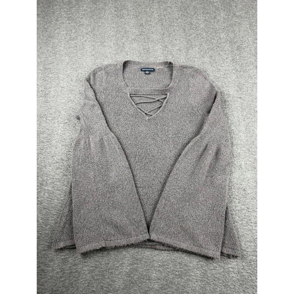 AMERICAN EAGLE OUTFITTERS Women's Small Gray V-Neck Knit Cardigan Sweater